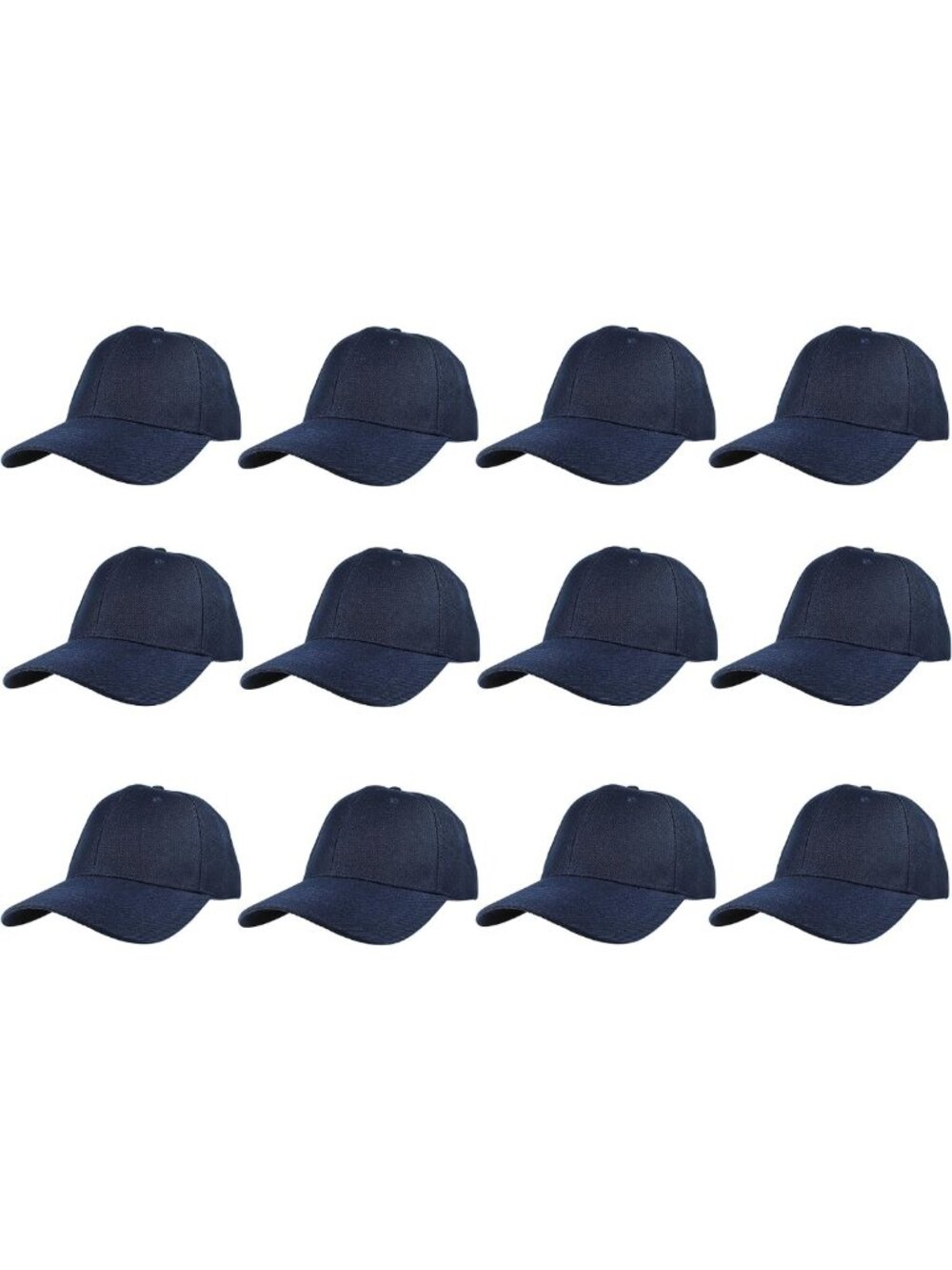 12-Pack Adjustable Blank Baseball Caps - Unisex, Customizable, Wholesale Lot